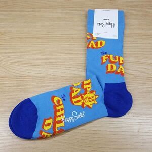HAPPY SOCKS Crew Dress Socks Blue Combed Cotton Dad Father
